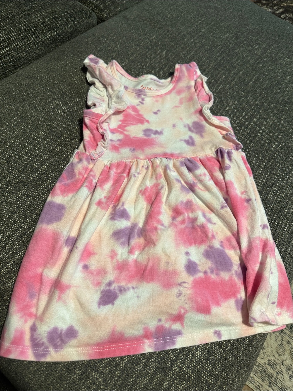 Cat & Jack Pink Purple Tie-Dye Ruffle Casual Dress 3T